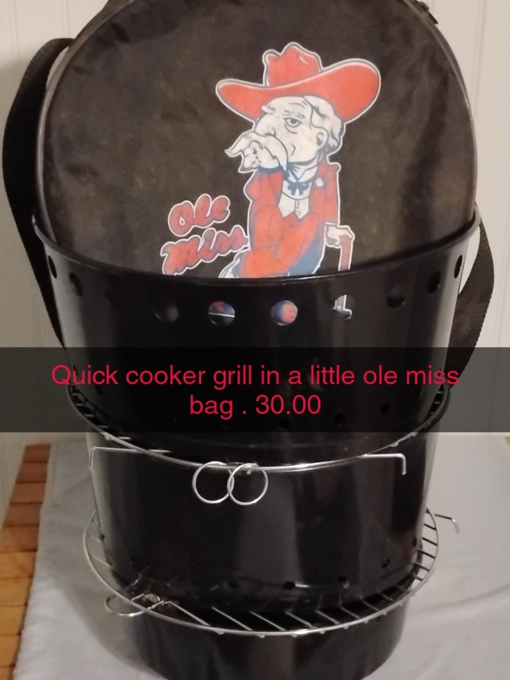 Ole Miss Black and Red Canvas Grill Carry Bag